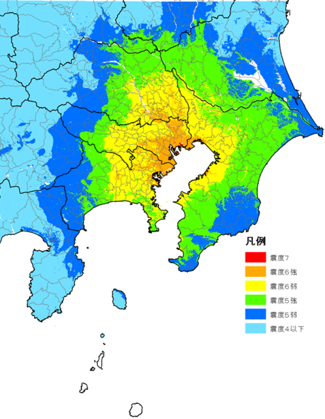 首都直下地震想定震度マップ