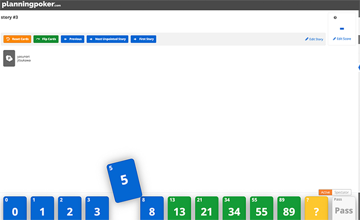 図3　planningpoker.comを使ったプランニングポーカー