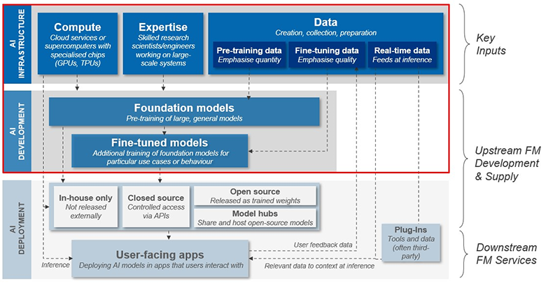 図：基盤モデル（FM）の開発とデプロイメント