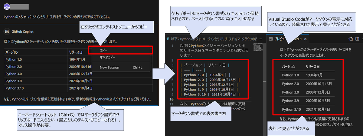 マークダウン書式の回答をファイルに保存する