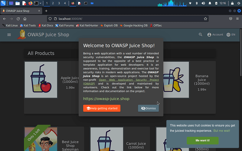 OWASP Juice Shop起動イメージ