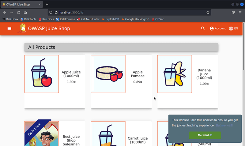 OWASP Juice Shop起動イメージ