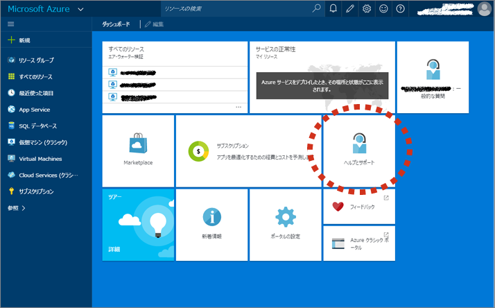 Microsoft Azure ダッシュボード