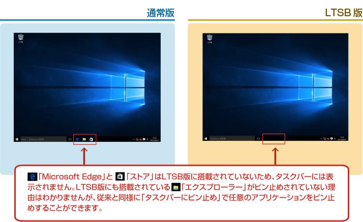 通常版とLTSB版（デスクトップ）