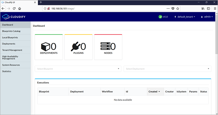 図9. Cloudify Managerの管理ページ