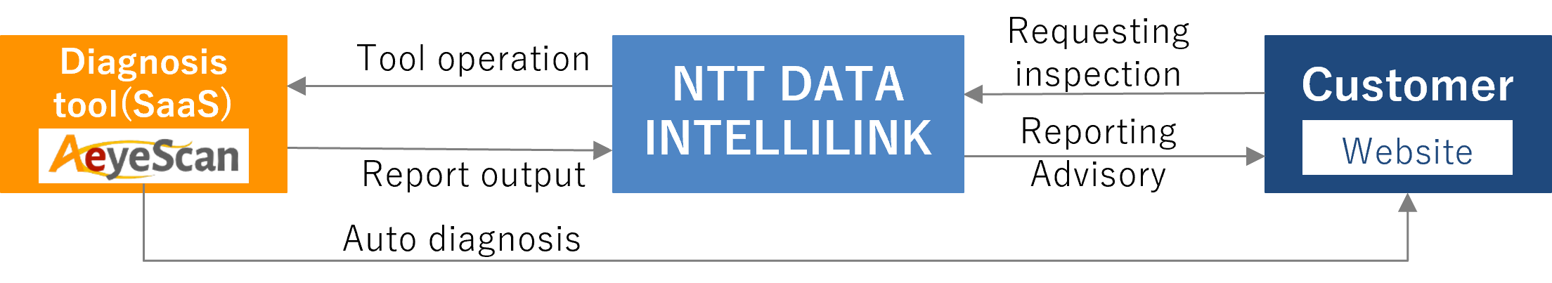 Simple diagram of the INTELLILINK Managed Diagnostic Service for Web Applications