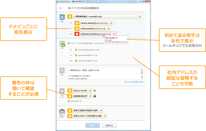 Misdirected email prevention and e-mail evaluation functions